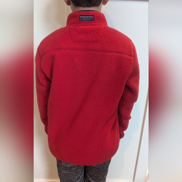 Vineyard Vines Red Boys Sherpa Half Zip Fleece - Picture 11 of 15
